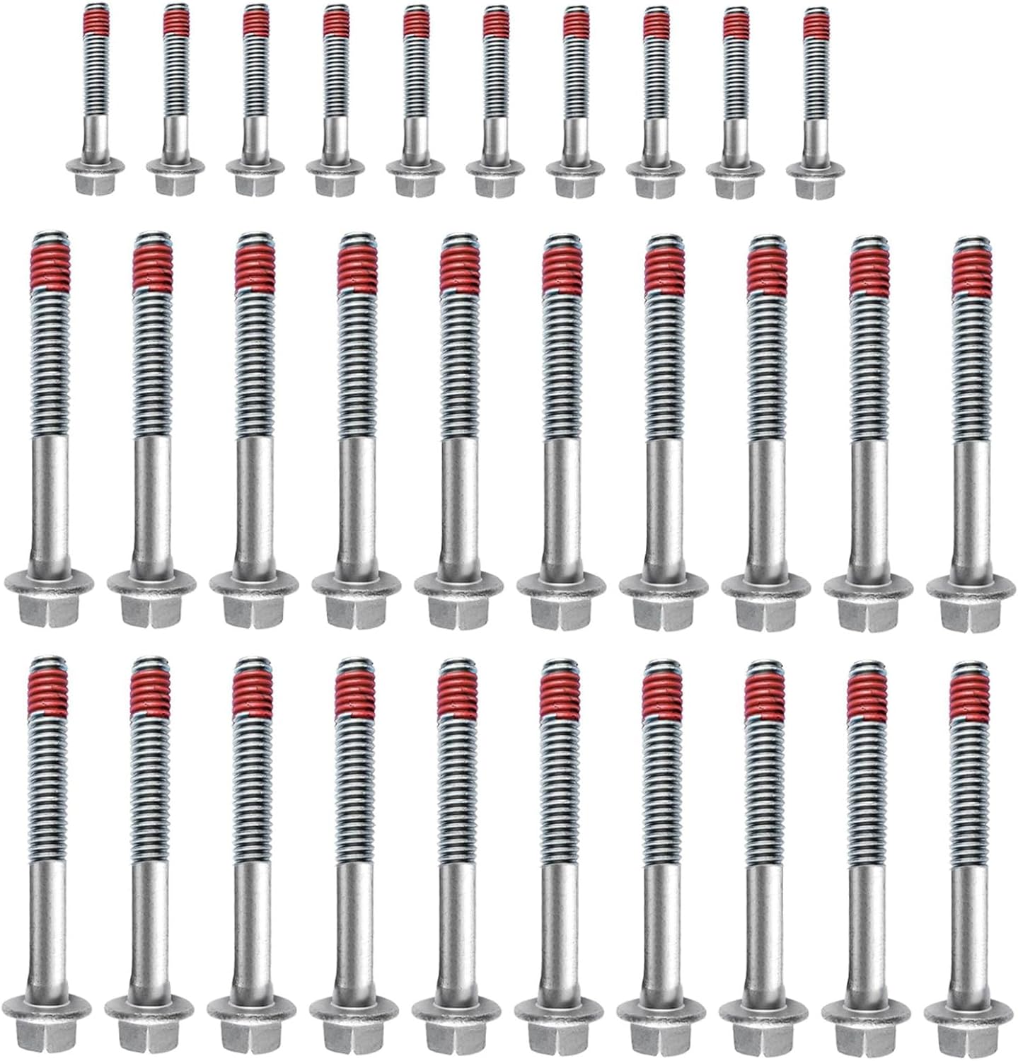 30 Pcs Head Bolts Set ES72390 Compatible with Chevrolet Avalanche Camaro Caprice Colorado Express 1500 2500 3500 4500 for GMC Savana Sierra 1500 2500 3500 for Hummer H2 H3 for Cadillac Escalade Cts
