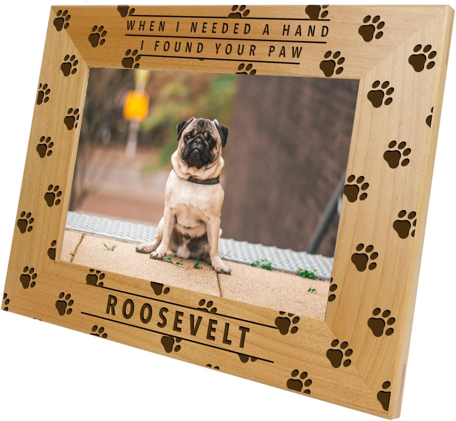 I Found Your Paw-Wood Engraved Pet Picture Frame w/Glass (5x7 Vertical)