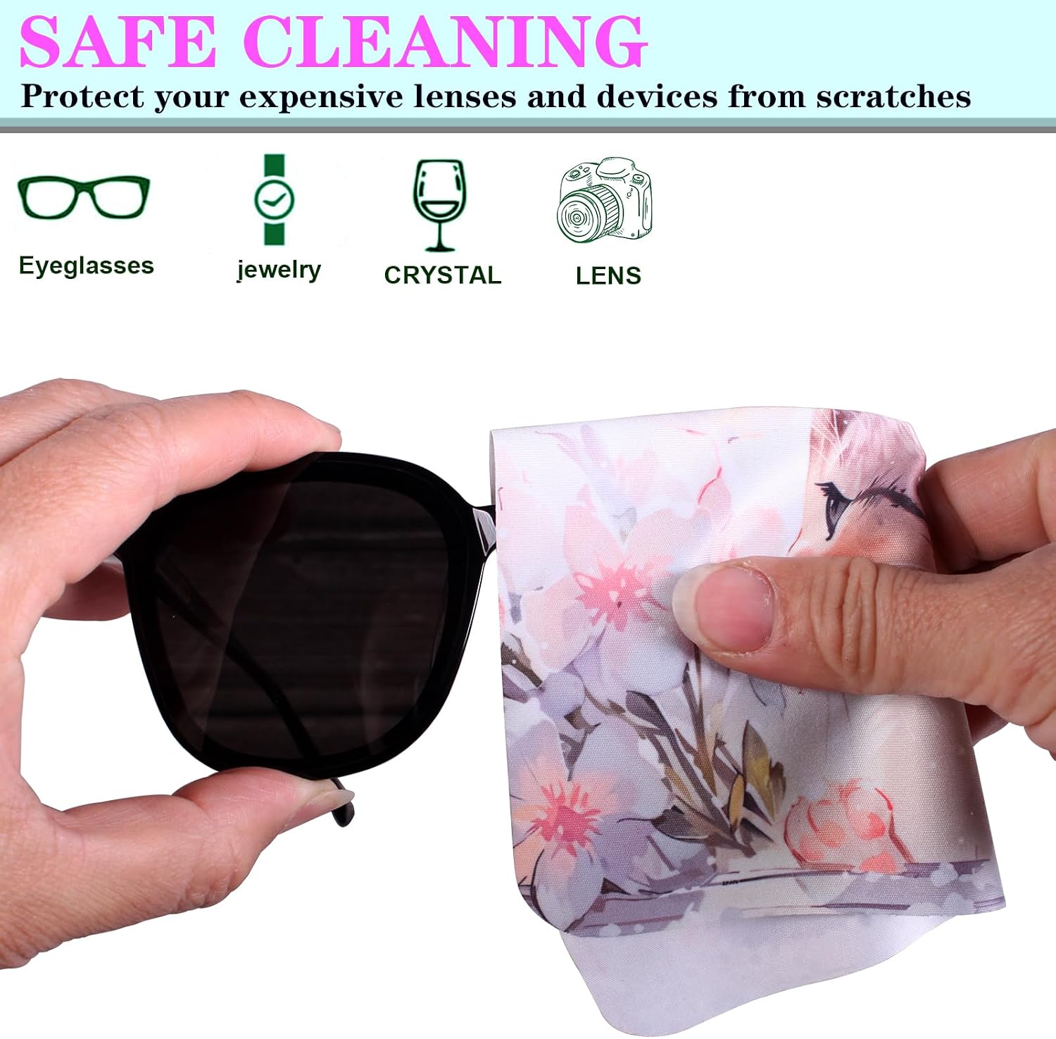 6 Pack Premium Microfiber Cleaning Cloths for Lens,Cameras Lenses,Eyeglasses,Jewelry,Crystal,Screens and More(7.08X5.9in) image 3