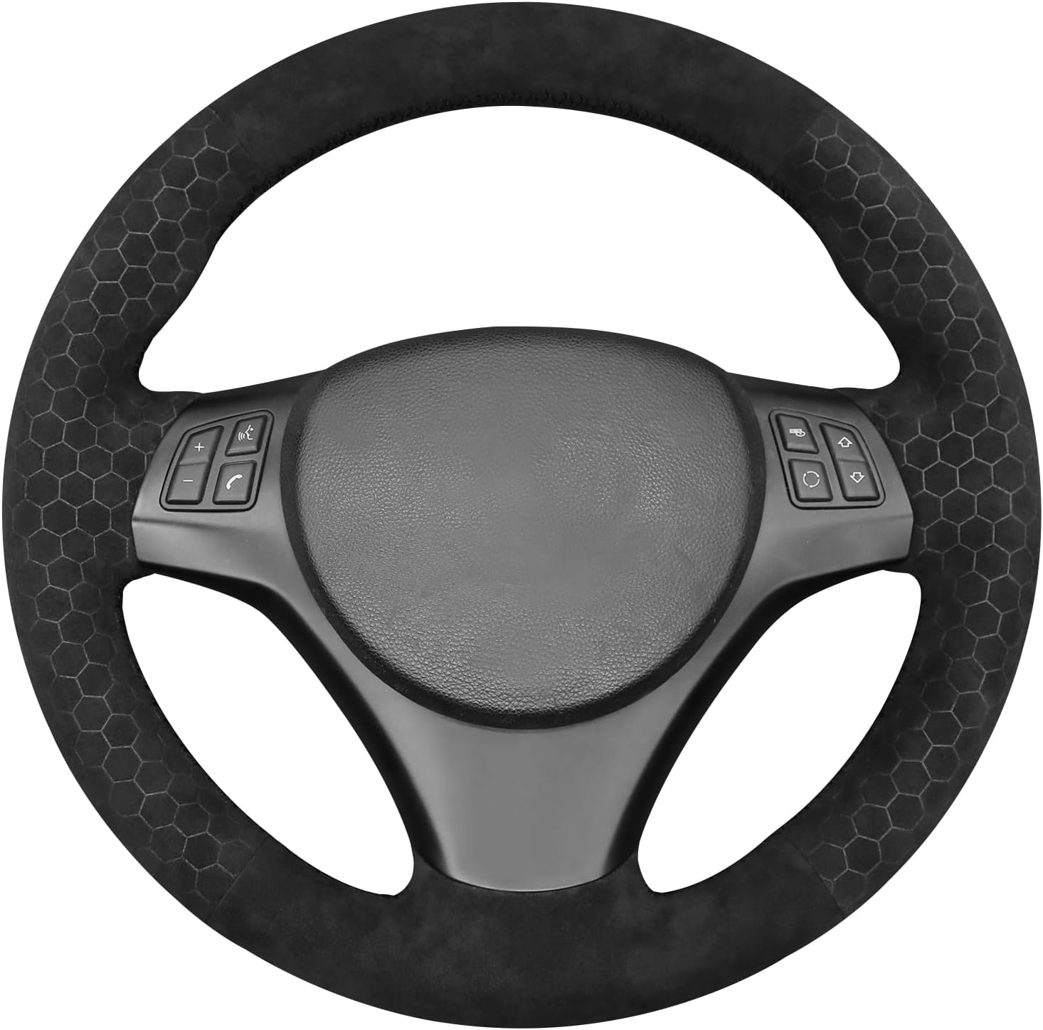 MEWANT Car Steering Wheel Cover for BMW 1 Series E81 E82 E87 E88 2008-2013/3 Series E90 E91 E92 E93 2006-2011 / M3 E90 E92 E93 2008-2013 Customized Black Suede