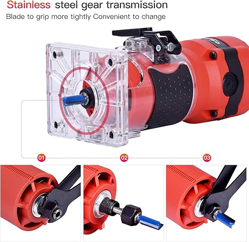 Miniatura 4 de Herramienta compacta para enrutador de palma, 800 W, fresadora de madera manual con 12 brocas de 1/4 pulgadas para carpintería