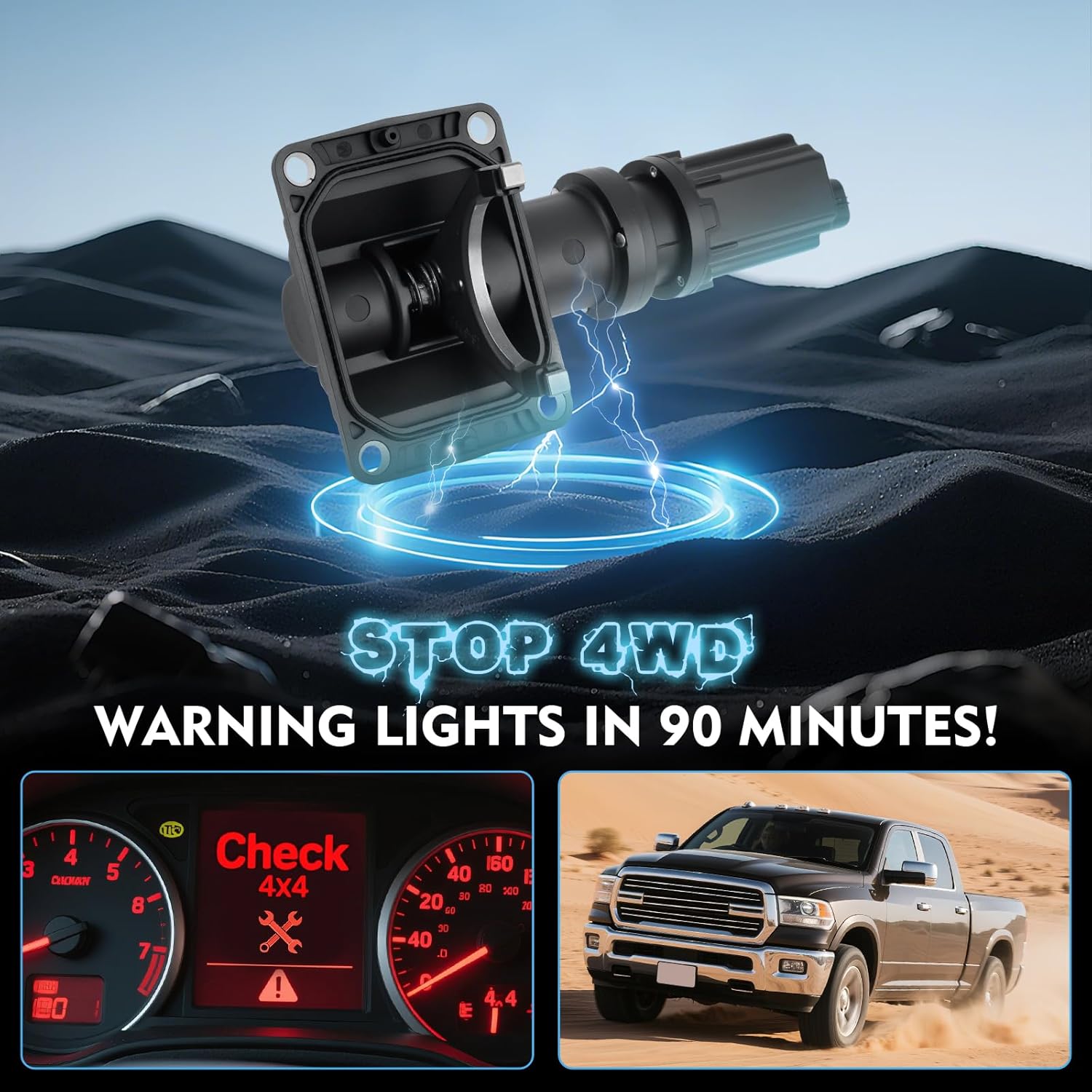 600-399 4WD Front Differential Axle Actuator & Hub Lock Kit - Comptatible with Dodge Ram 1500 Puickup 2006-2021 3.0L/3.6L/3.7L/4.7L/5.7L,Ram 1500 Classic 2019-2021 - 52114387AF, 68399418AA