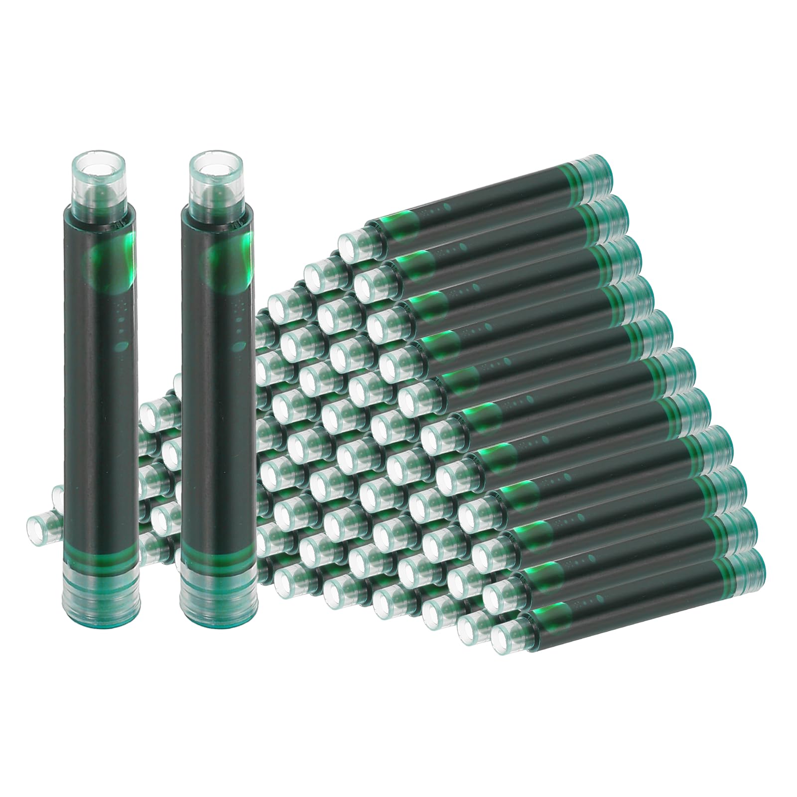 PATIKIL 72Pcs Fountain Pen Ink Refills 3.4mm Bore Diameter Dark Green Ink Cartridges International Stand Refill Cartridges for Pen Writing Business