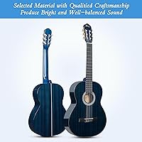 Vista 3 de WINZZ Guitarra clásica 4/4, guitarra de cuerda de nailon de tamaño completo de 39 pulgadas para adultos principiantes, kit completo de guitarra
