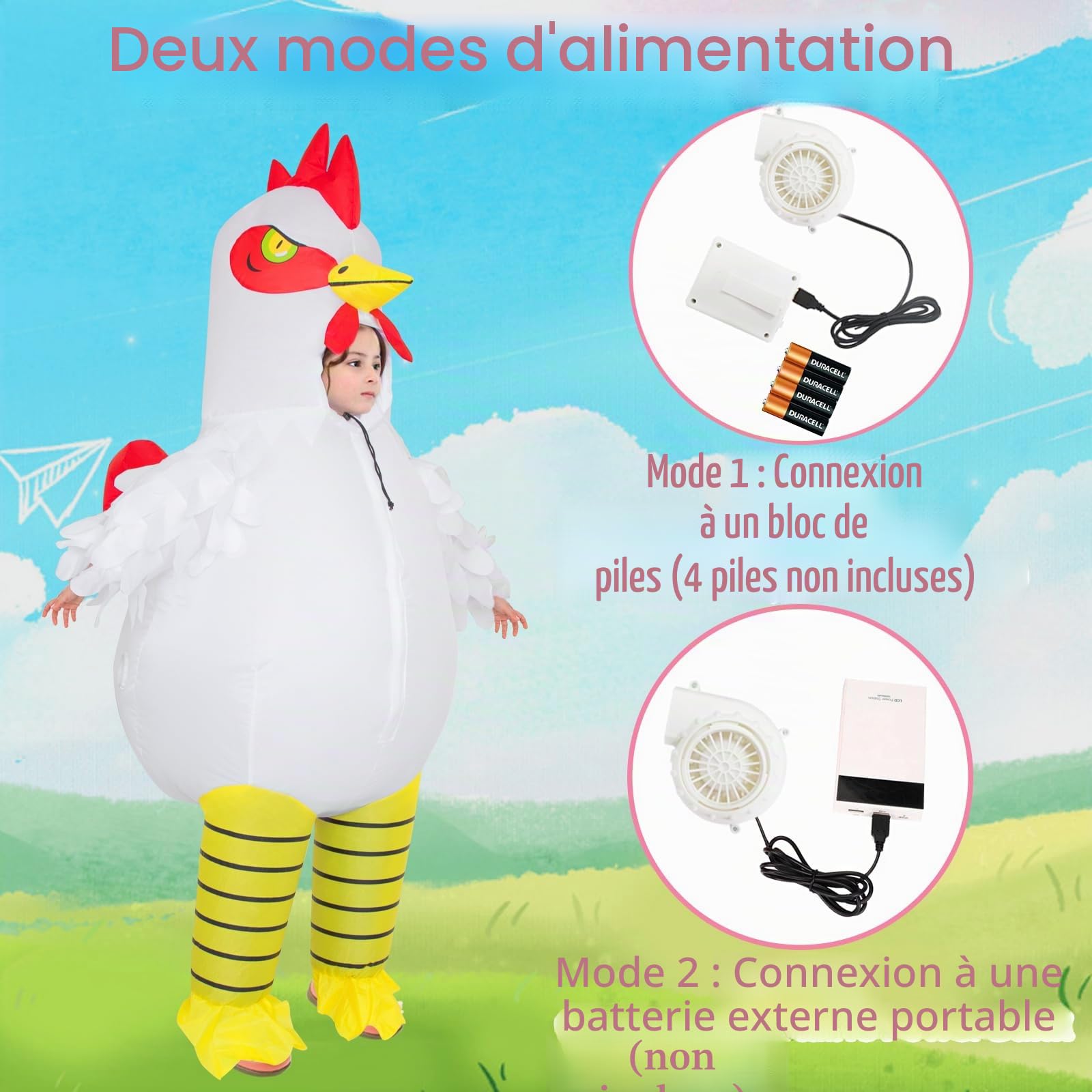 Costume de poulet gonflable pour adultes, enfants, femmes et hommes, costume d'Halloween pour cosplay, fête