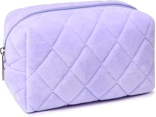 Makeup Bag Plush Cosmetic Bag Cute Aesthetic Makeup Bag Purple Makeup Pouch Travel Toiletry Bag Organizer Soft Makeup Brushes Accessories Storage Bag for Women