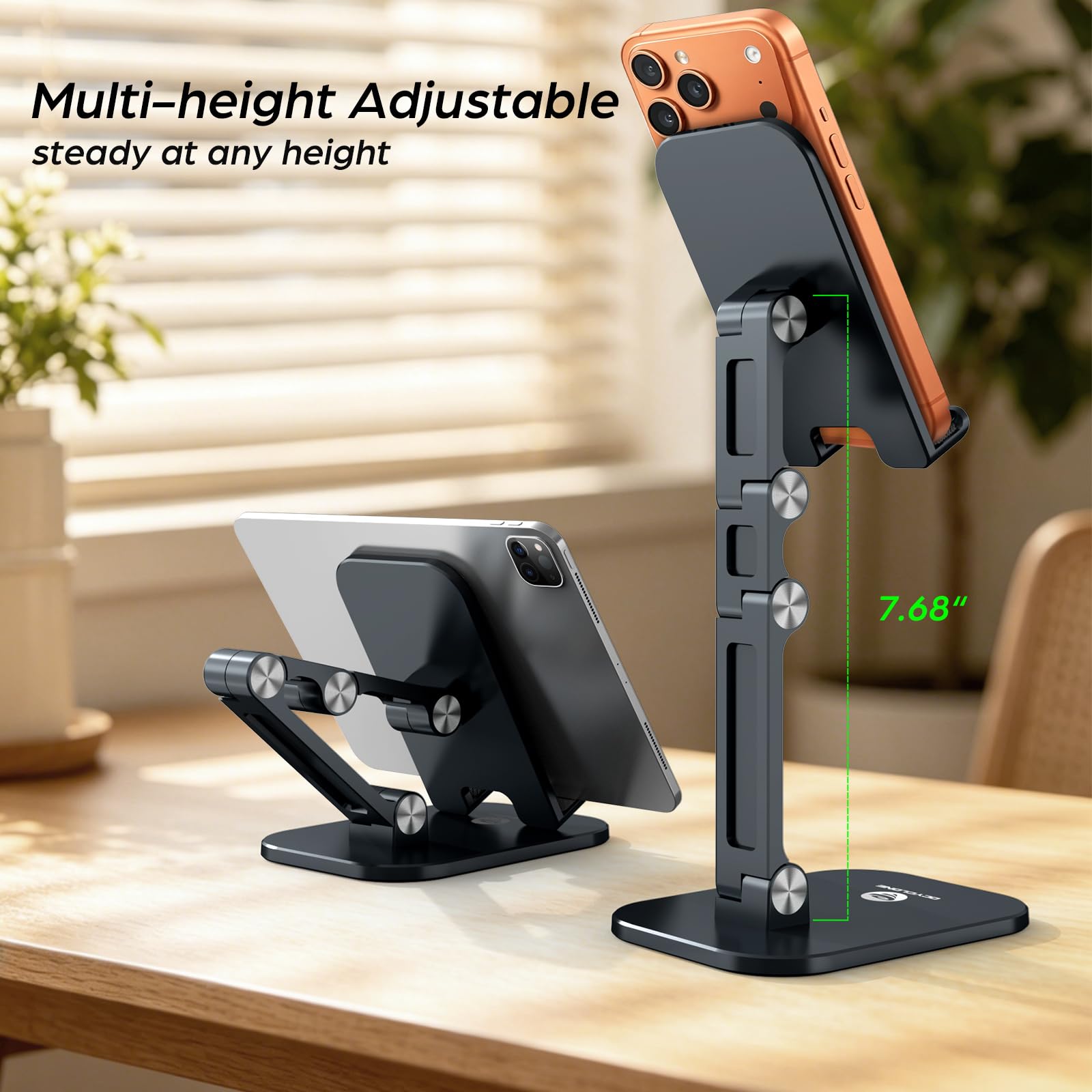 OCYCLONE Phone Stand for Desk, Foldable Cell Phone Stand Holder, Black — Amazon image 3