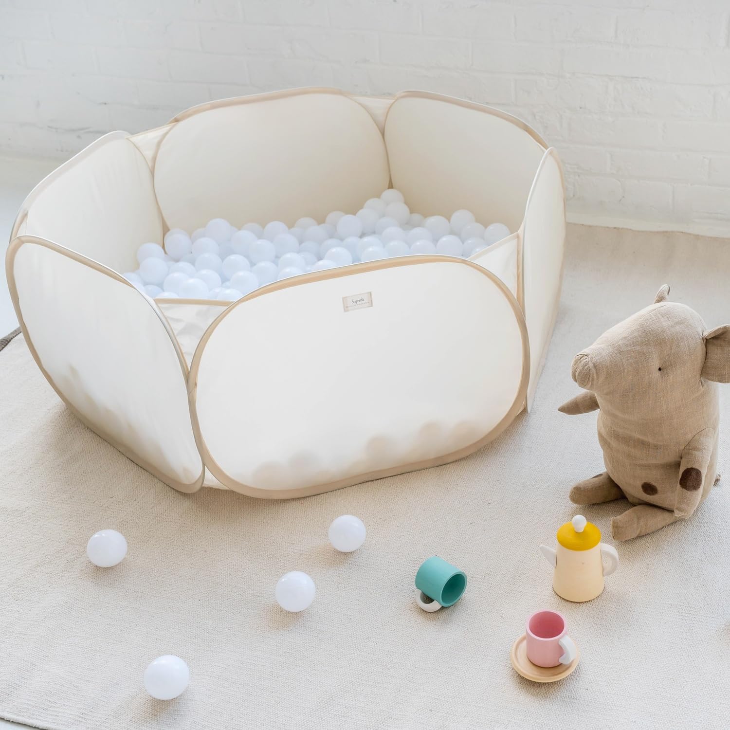 3 Sprouts - Piscina de Pelotas para bebés - Ideal para niños de 3 años en adelante - (Pelotas no Incluidas) - Terrazo Beige (Beige)