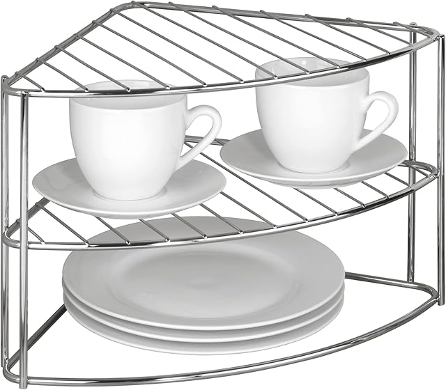 Wenko 2341100 Chrome Corner Dish Rack with 2 Shelves, 34.5 x 21.5 x 25 cm