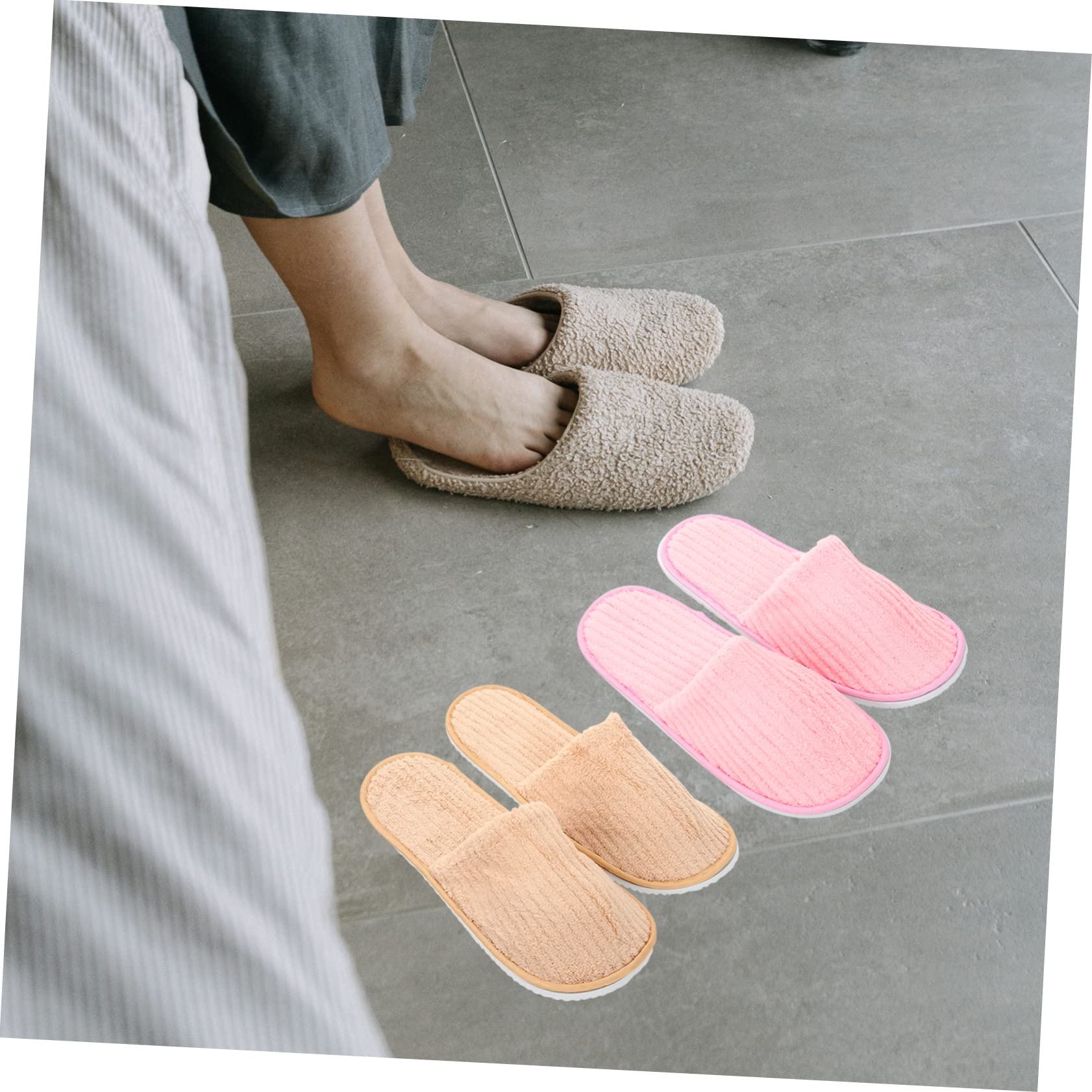 POPETPOP Pantofole in Pile di Corallo Spesse, Antiscivolo, 10 Paia | Casa e Hotel, Leggere e Lavabili, Assortimento Bianco Giallo Rosa Blu Viola