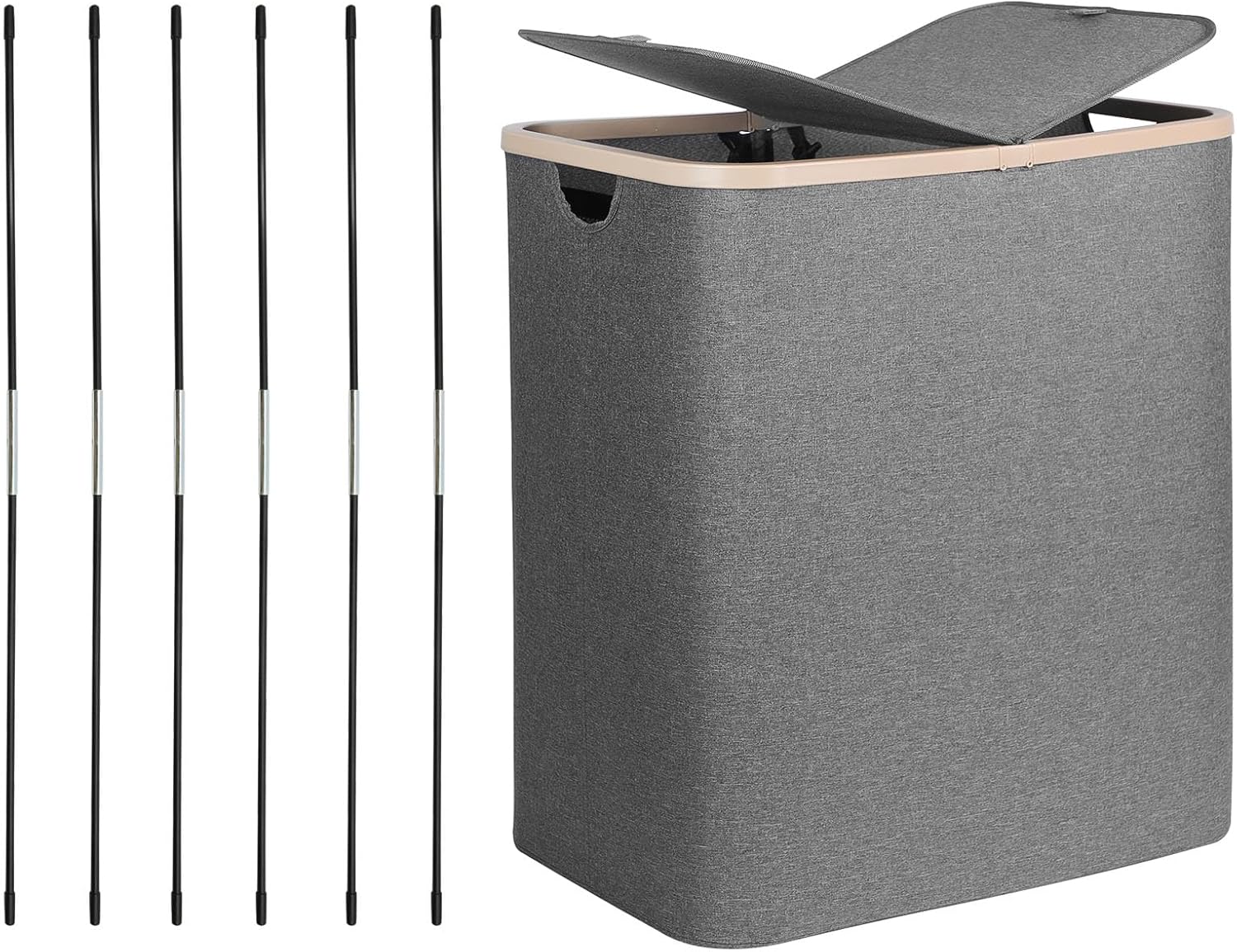 DOKEHOM 6-Pack Reinforced Fiberglass Rods for 160L Laundry Hamper, Black
