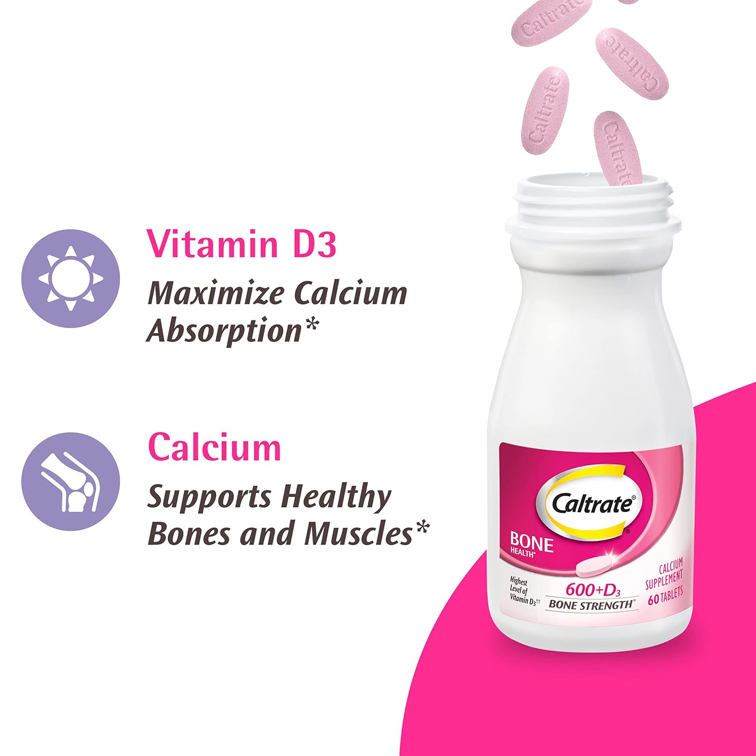Caltrate 600 Plus D3 Calcium and Vitamin D Supplement Tablets, Bone Health Supplements for Adults - 200 Count 8 Caltrate 600 Plus D3 Calcium and Vitamin D Supplement Tablets, Bone Health Supplements for Adults - 200 Count - Image 6