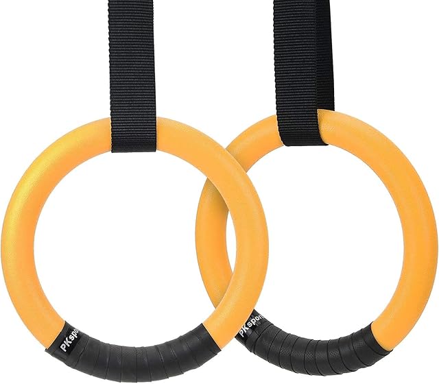 PACEARTH Gymnastic Rings 1100lbs Capacity with 14.76ft Adjustable Buckle Straps Pull Up Exercise Rings Non-Slip Rings for Home Gym Full Body Workout