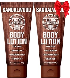 Viking Revolution Sandalwood Body Lotion for Men – Mens Lotion for Dry Skin with Shea Butter, Hyaluronic Acid and Vitamin B5 – Nourishing Mens Body Lotion for Hydrated and Smooth Skin (8oz, 2 Pack)