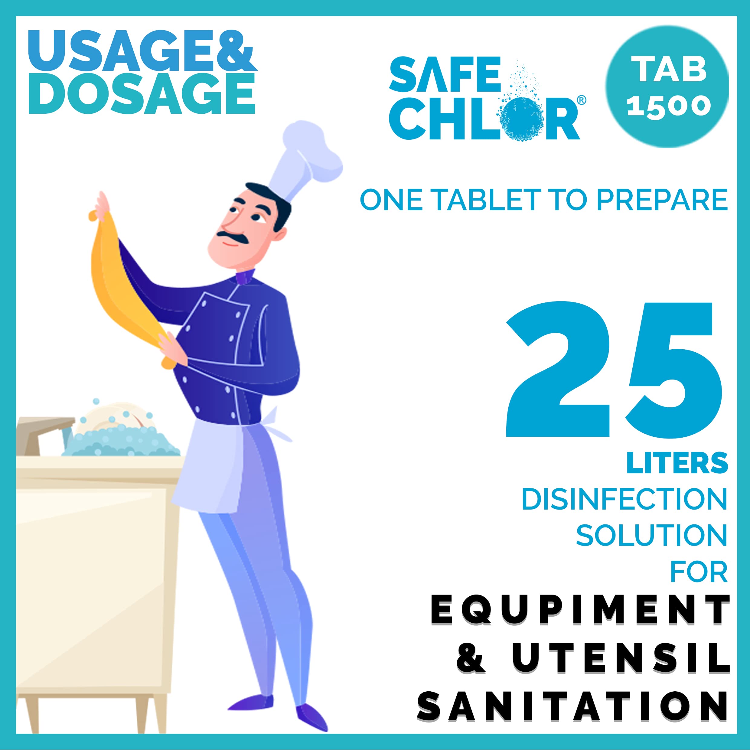 Safe Chlor Tab 1500 Chlorine Tablets for Water Tank of 1500 Litres Water Purification