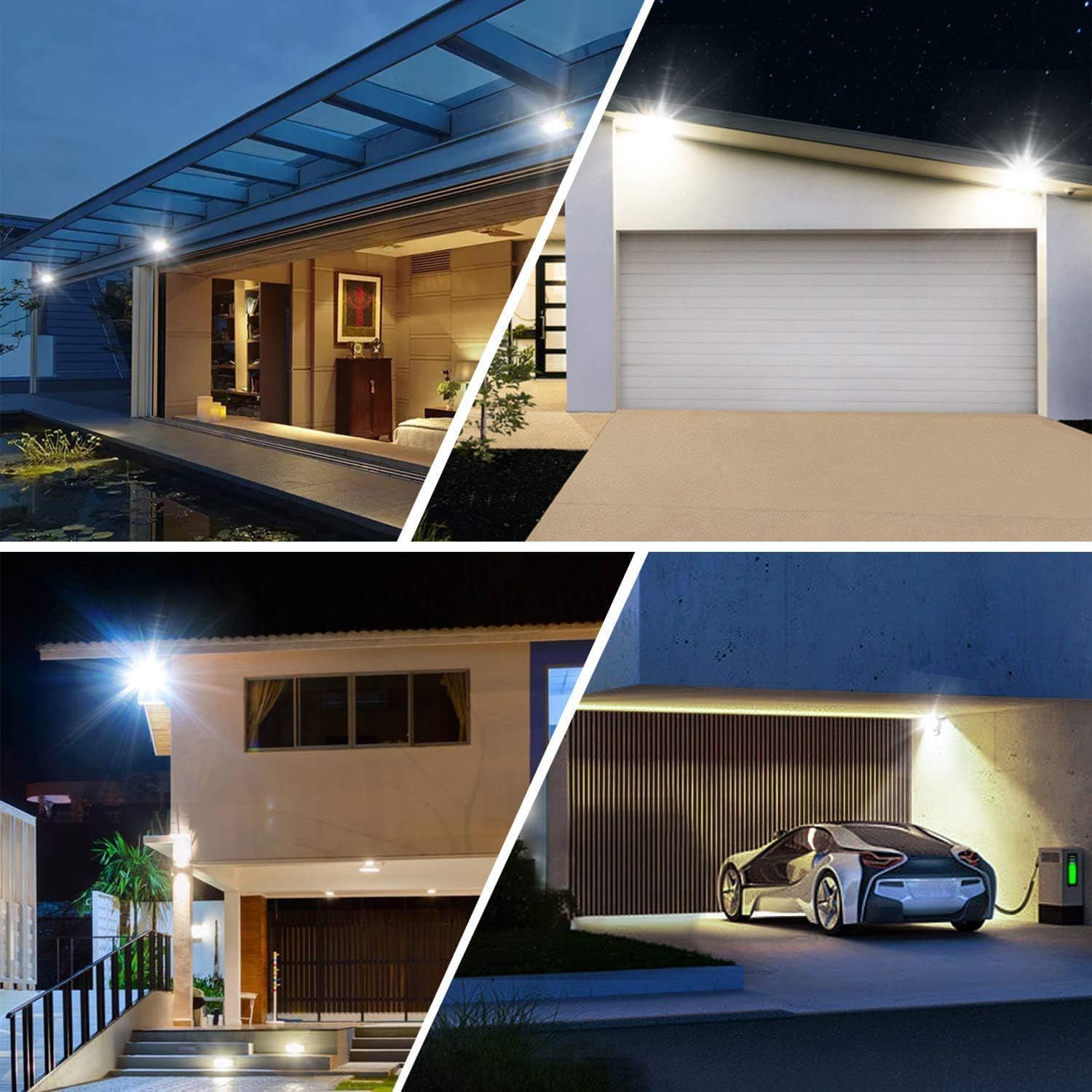 CLY Projecteur Extérieur LED avec Détecteur de Mouvement 60W, Spot Extérieur 5200LM Éclairage Exterieur avec Detecteur 6500K Blanc Froid Lampe LED Détecteur de Mouvement IP66 pour Garage, Balcon