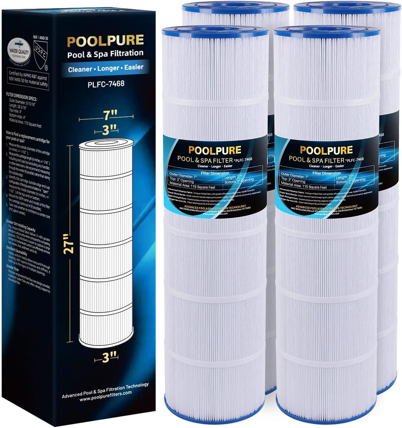 POOLPURE Replacement Filter for Jandy CL 460, CV460, PJAN115, Unicel C