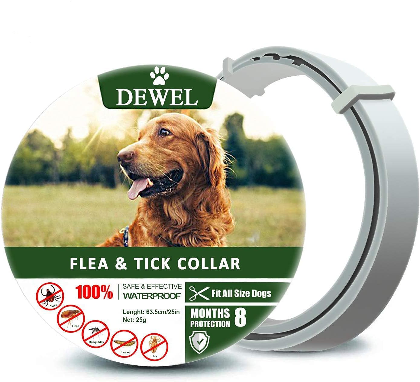 Calming Collar for Dogs- Safe & Allergy Free - Anti-Anxiety Adjustable Collar One Size Fits All(24.5 inches) -001