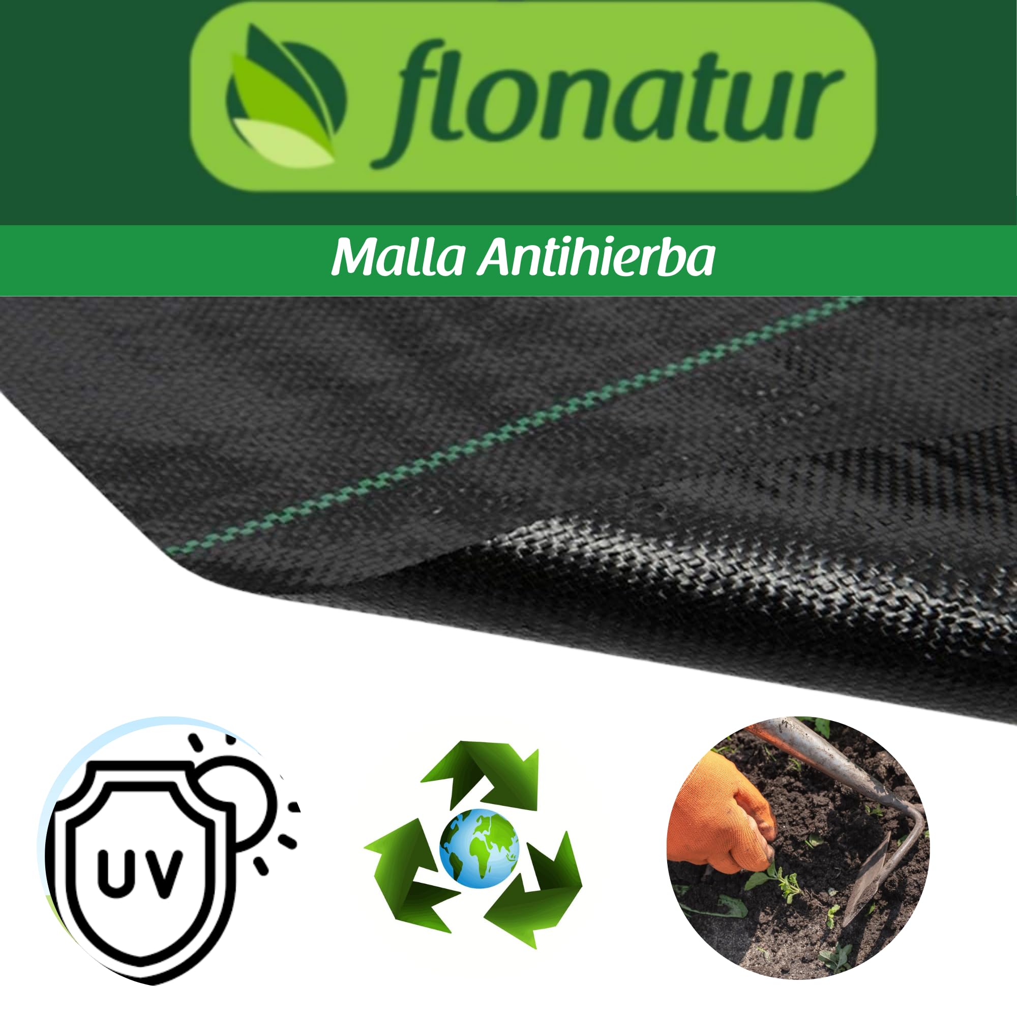 Malla Antihierba 75 Gramos | Malla Geotextil Maleza y Malas Hierbas Ideal Huerto | Estable a Rayos UV y Permeable| Duradera y Fuerte | Nos Avalan Nuestros Clientes |Rollo 2x50m,