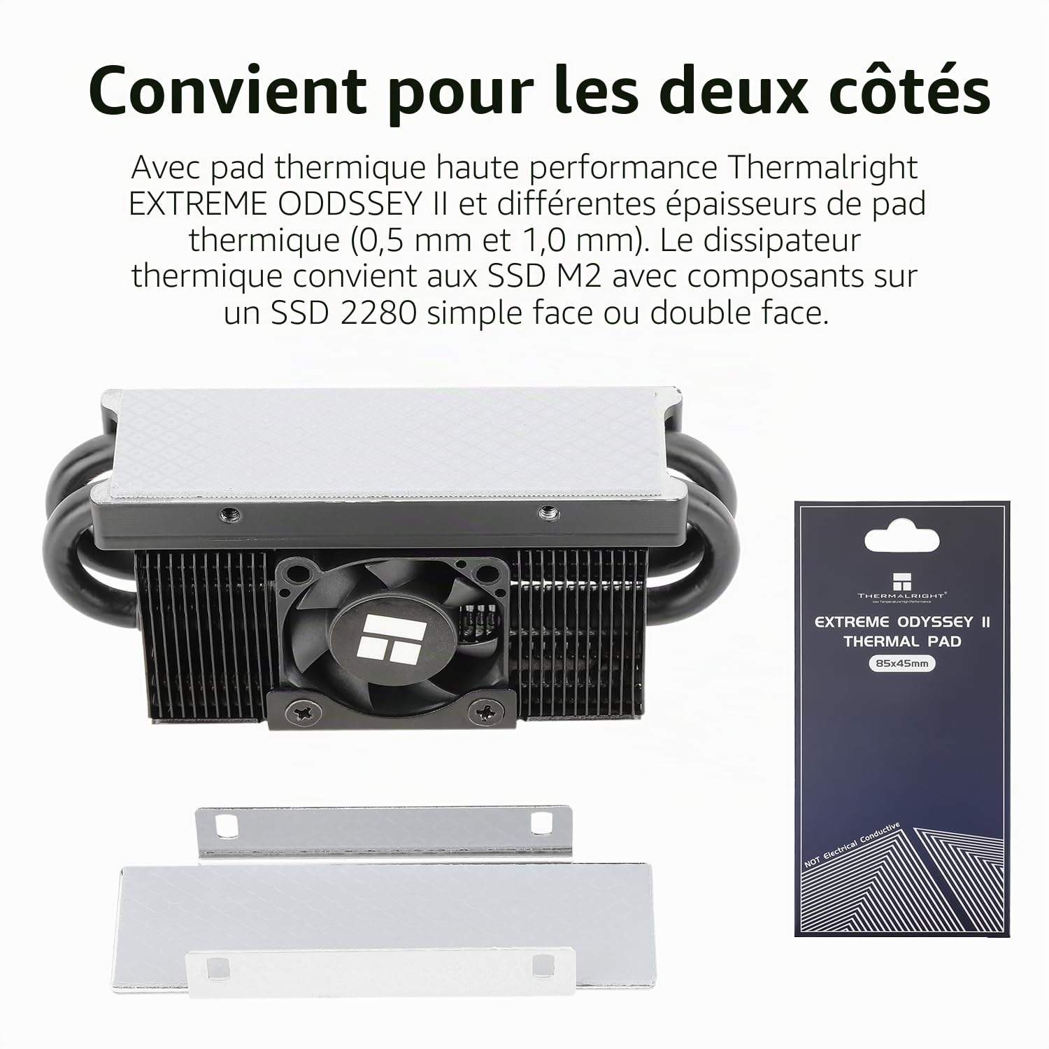 Thermalright HR10 2280 Pro Refroidisseur de SSD, dissipateur de chaleur double face,Transporte des tapis de silicone de 14,8W/m.k,Comprend 4 caloducs,Refroidisseur de SSD de bureau 2280