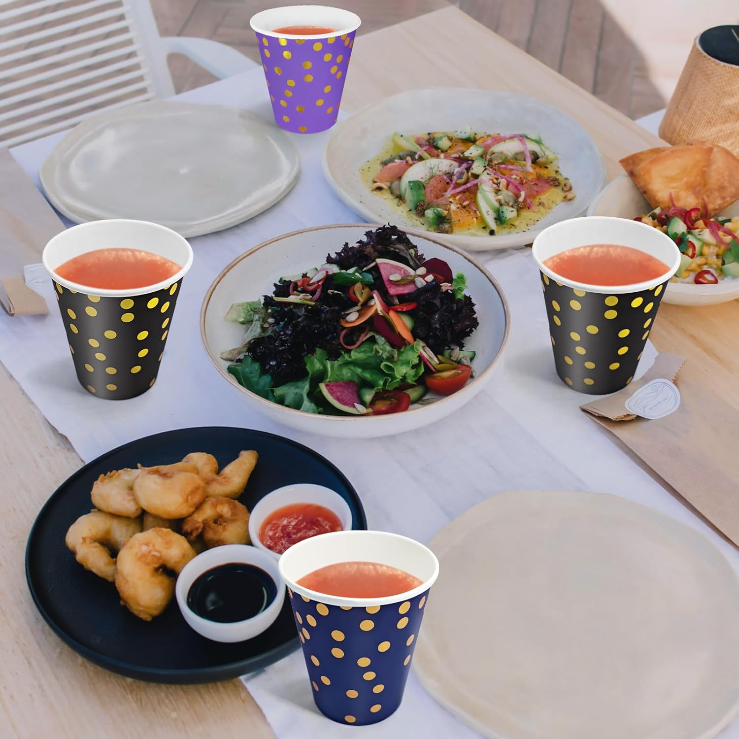 Sage Green and Gold Paper Cups,9 oz Sage Green and Gold Disposable Cups,Paper Cups for Birthday Wedding Party Supplies(50 Pcs) - Image 5