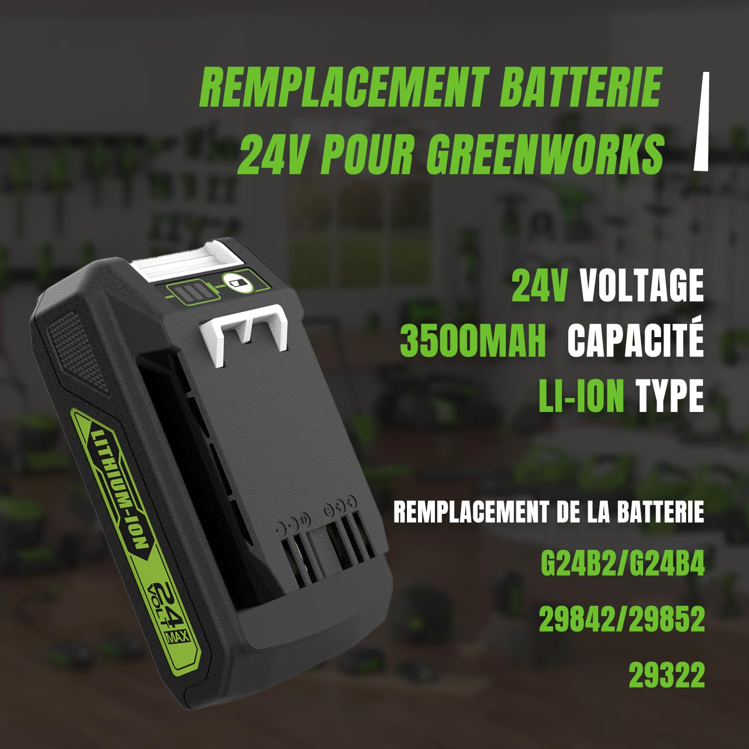 2 pièces Batterie 24V 3,5Ah pour Greenworks