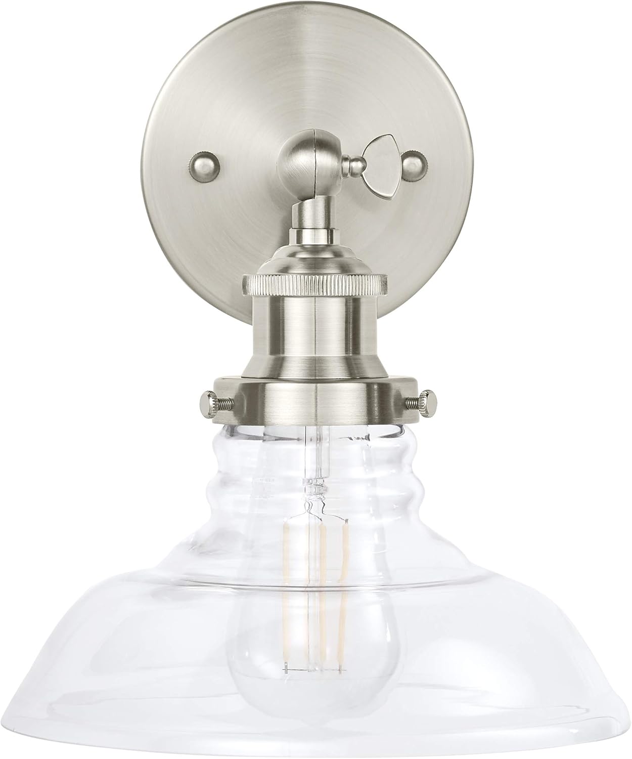 Linea di Liara Lucera Farmhouse Brushed Nickel Wall Sconce Wall Lighting Fixture Vanity Wall Sconce Lights Bathroom Sconces Wall Lights for Hallway, Bulb Included, UL Listed