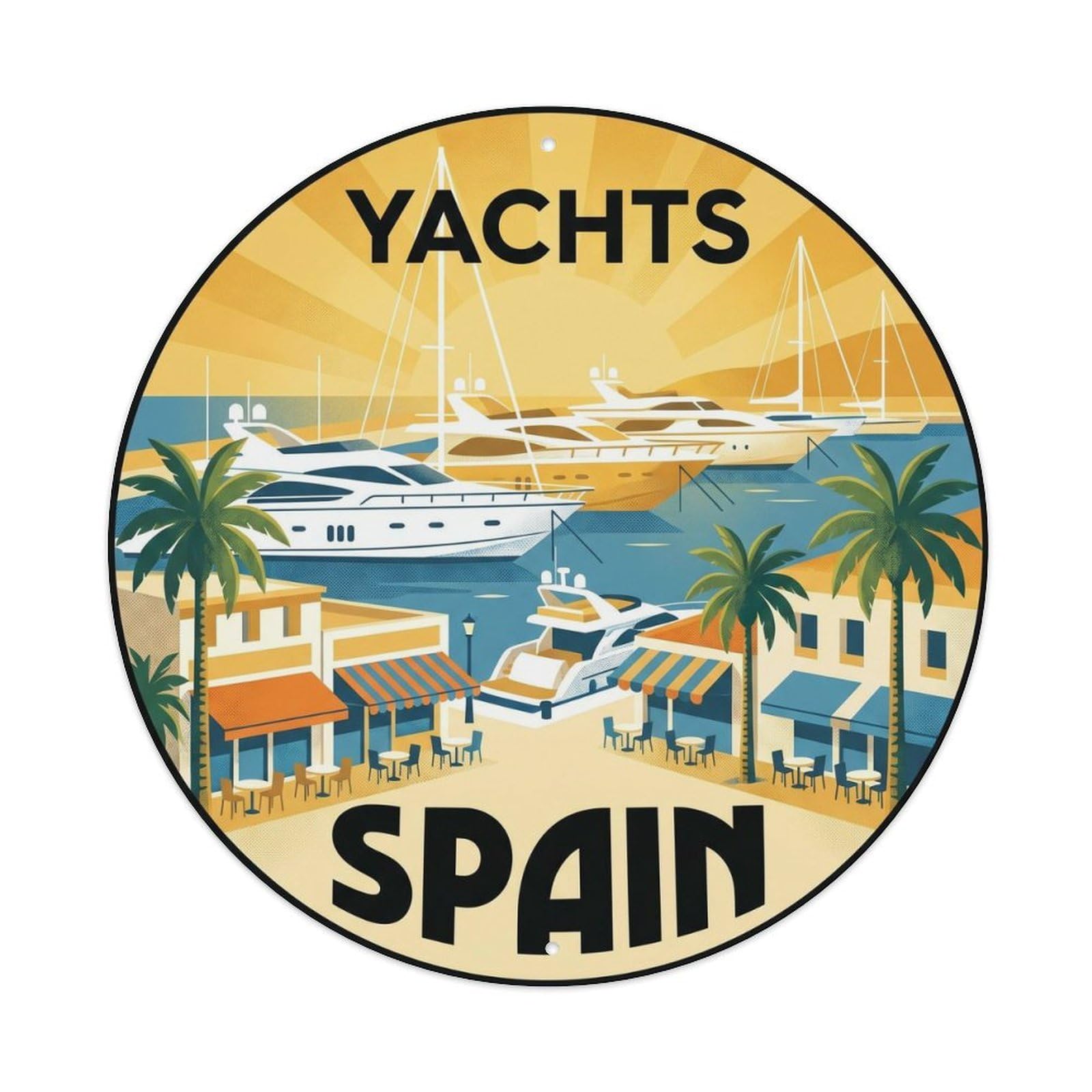 Marbella Yachts Spain Marine Travel Destination Metal Tin Sign