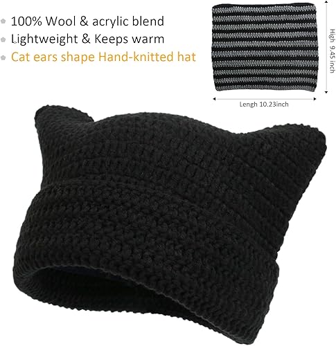 Miniatura 2 de Gorro de invierno cálido para mujer, gorro de punto suave para mujer, gorro de gato para mujer, gorro de zorro para mujer, gorros holgados para mujer