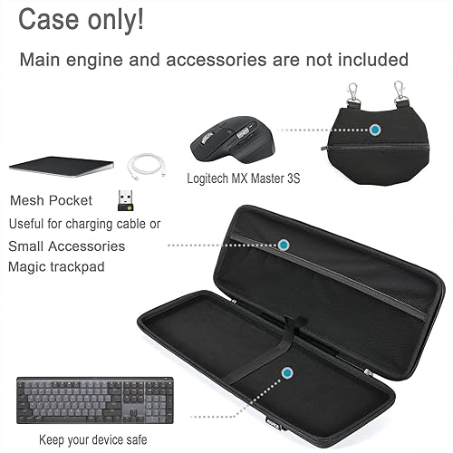 Miniatura 2 de RAIACE Estuche rígido de almacenamiento compatible con teclado mecánico inalámbrico de rendimiento iluminado Logitech MX (solo funda), color negro
