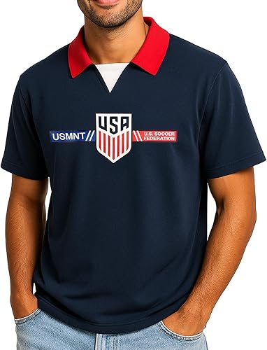 Miniatura 26 de Icon Sports Officially Licensed US Soccer Federation Game Day Shirt - Unisex Adult 246-blanco,azul marino (101pf-navy),191pf | Carbón jaspeado/Azul