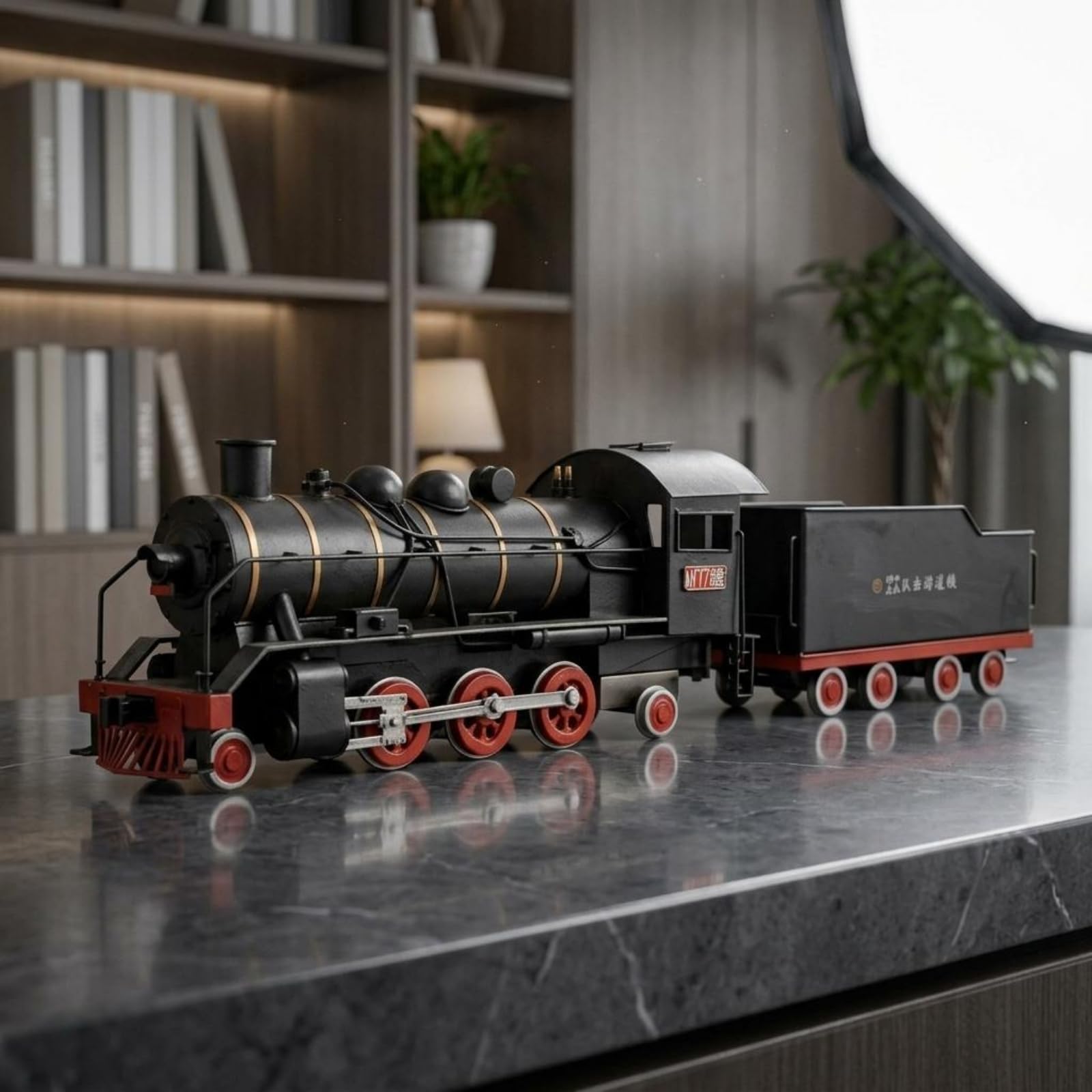 Ornamento Treno in Metallo Industriale Decorazione per Interni Artigianale Modellismo Ferroviario