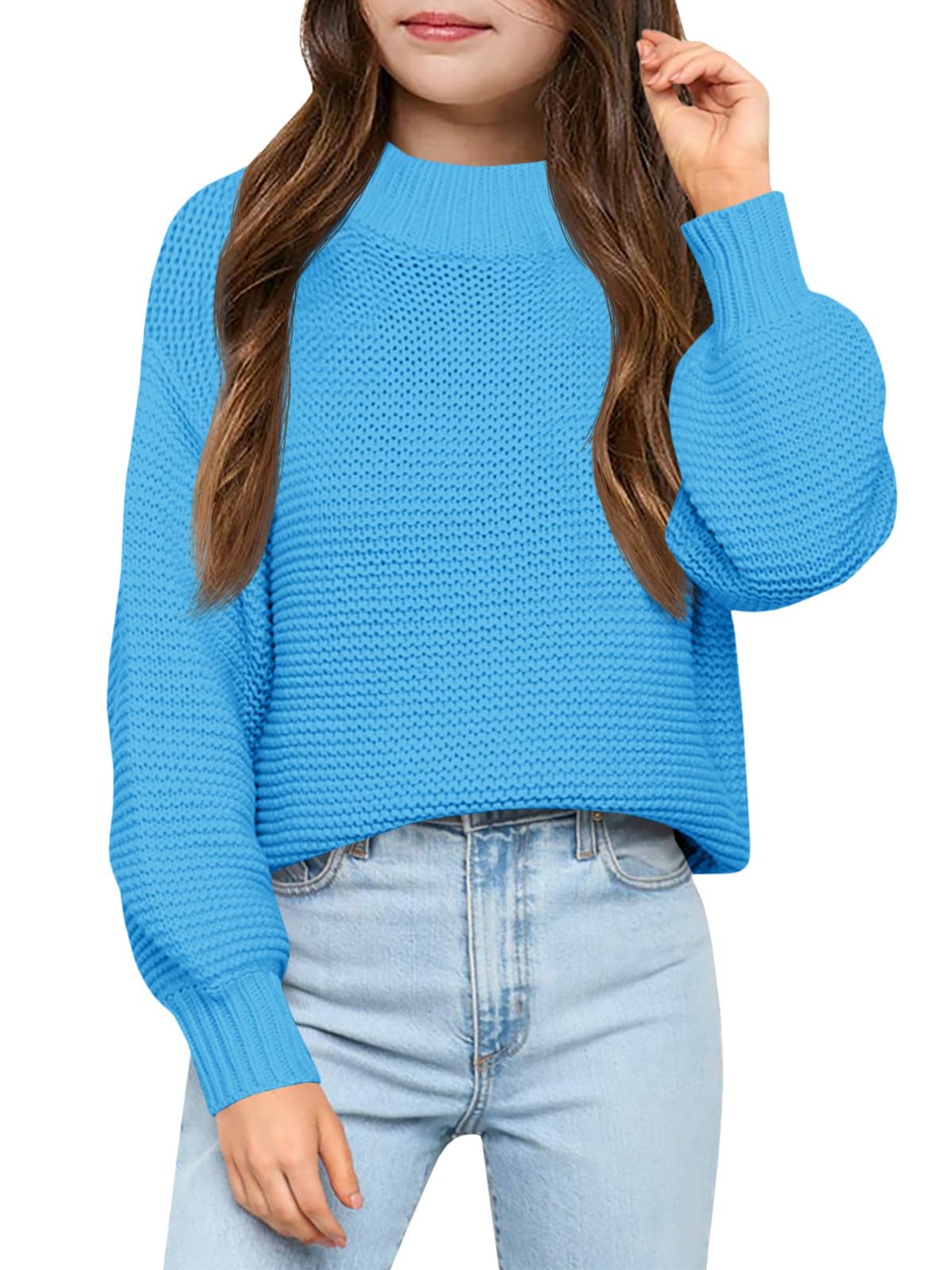 Imily Bela Girls Mock Neck Pullover Sweaters Kids Long Sleeve Knit Jumper