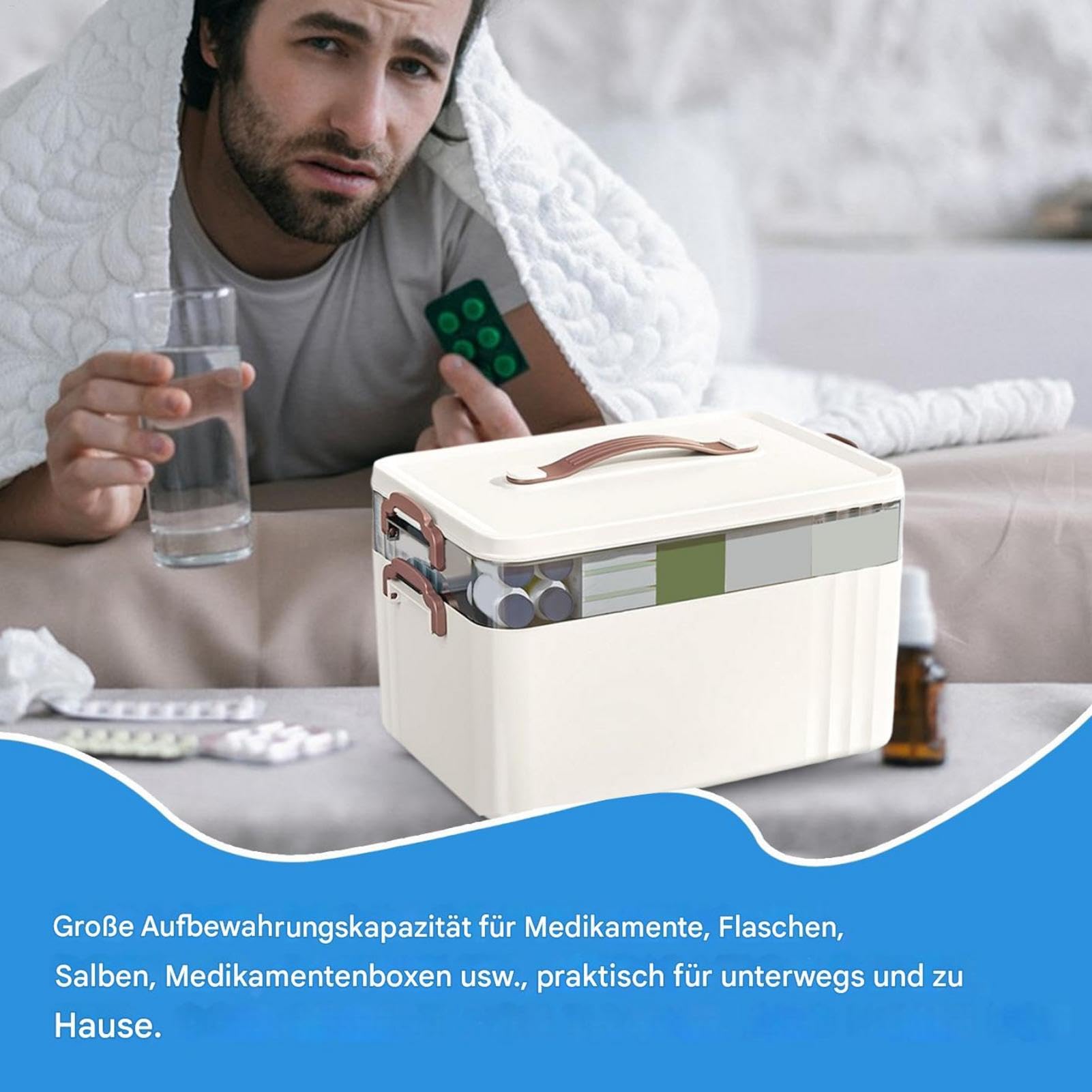 Generisch Multi Layer - Organizer per medicina, Multi Layer, contenitore medico, supporto per protocolli per la casa con manico, accessori per la sicurezza della famiglia, attrezzi per campeggio, uso | Scatola Portaoggetti Contenitore per la Gestione Quot