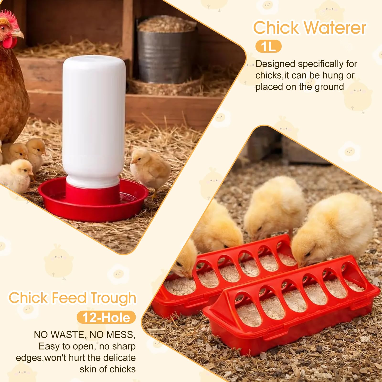 Caja de cría para pollitos, criadora de pollos de doble puerta con comedero y bebedero, gallinero portátil y transpirable, corralito de animales pequeños para criar hasta 15 pollitos, codorniz, pato