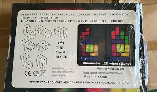 Miniatura 8 de AVEKI Luz nocturna, LED apilable de 7 colores, rompecabezas 3D, luz nocturna, lámpara de escritorio entrelazada de inducción, bloques de luz Tangram