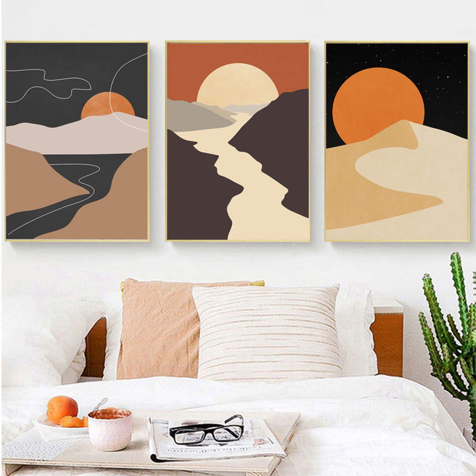 Lienzo abstracto nórdico Sun Moon para renovar paredes vacías set de 3 láminas modernas 50x70 8