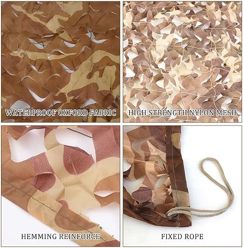 Vista 16 de Jolan Red de camuflaje de 2 × 9.8 ft 3 × 13.1 ft 3 × 16.4 ft 3 × 19.7 ft 4 × 26.2 ft 5 × 16.4 ft, red de sombra, desierto de red de camuflaje, red