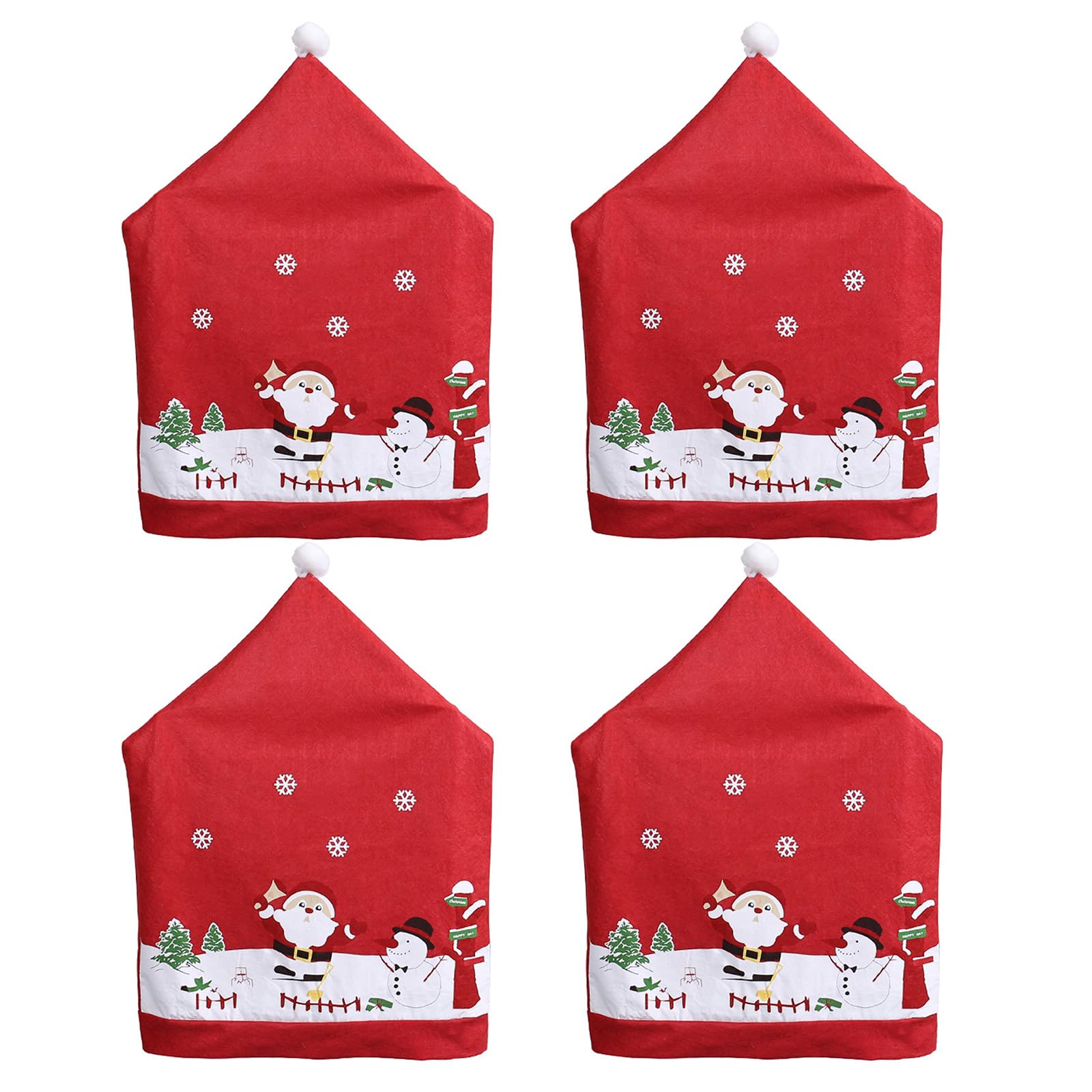 Buxuaaaa Santa Design Chair Covers Easy Install Nonwoven Fabric for Seasonal Home Restaurant Holiday Decor Santa Print Chair Cover