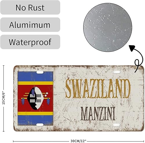 Miniatura 2 de Placa de matrícula de Suazilandia con bandera nacional de Suazilandia, placa de matrícula de la ciudad de Manzini, regalo de recuerdo de campo,