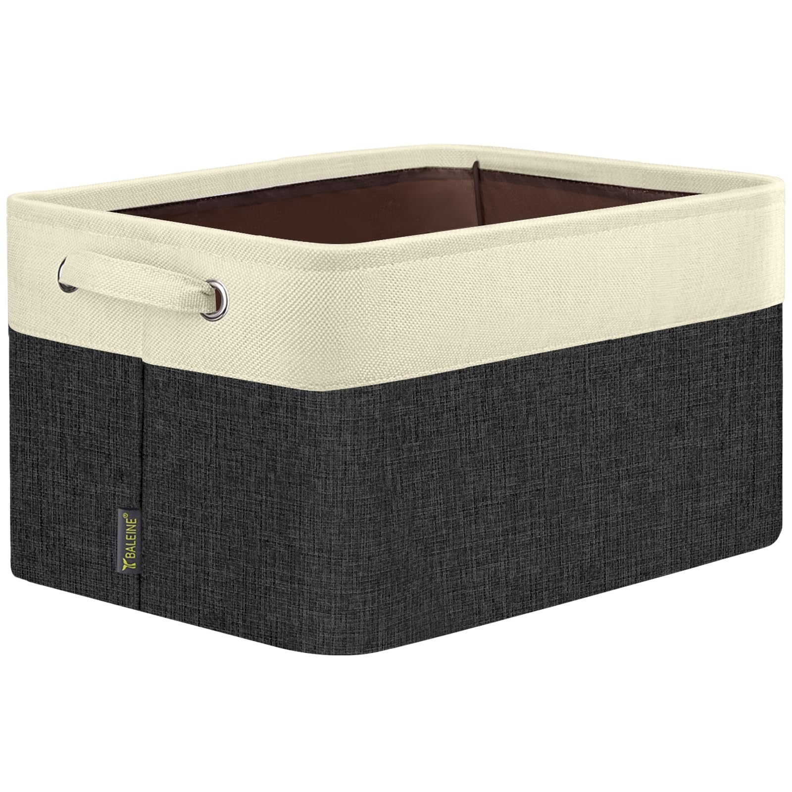 BALEINE 1 Pack Fabric Closet Storage Bins for Shelves, Linen Closet Organizers and Storage, Decorative Baskets for Organizing, Shelf, Clothes, Home, Office (Black, 12"x8"x8")