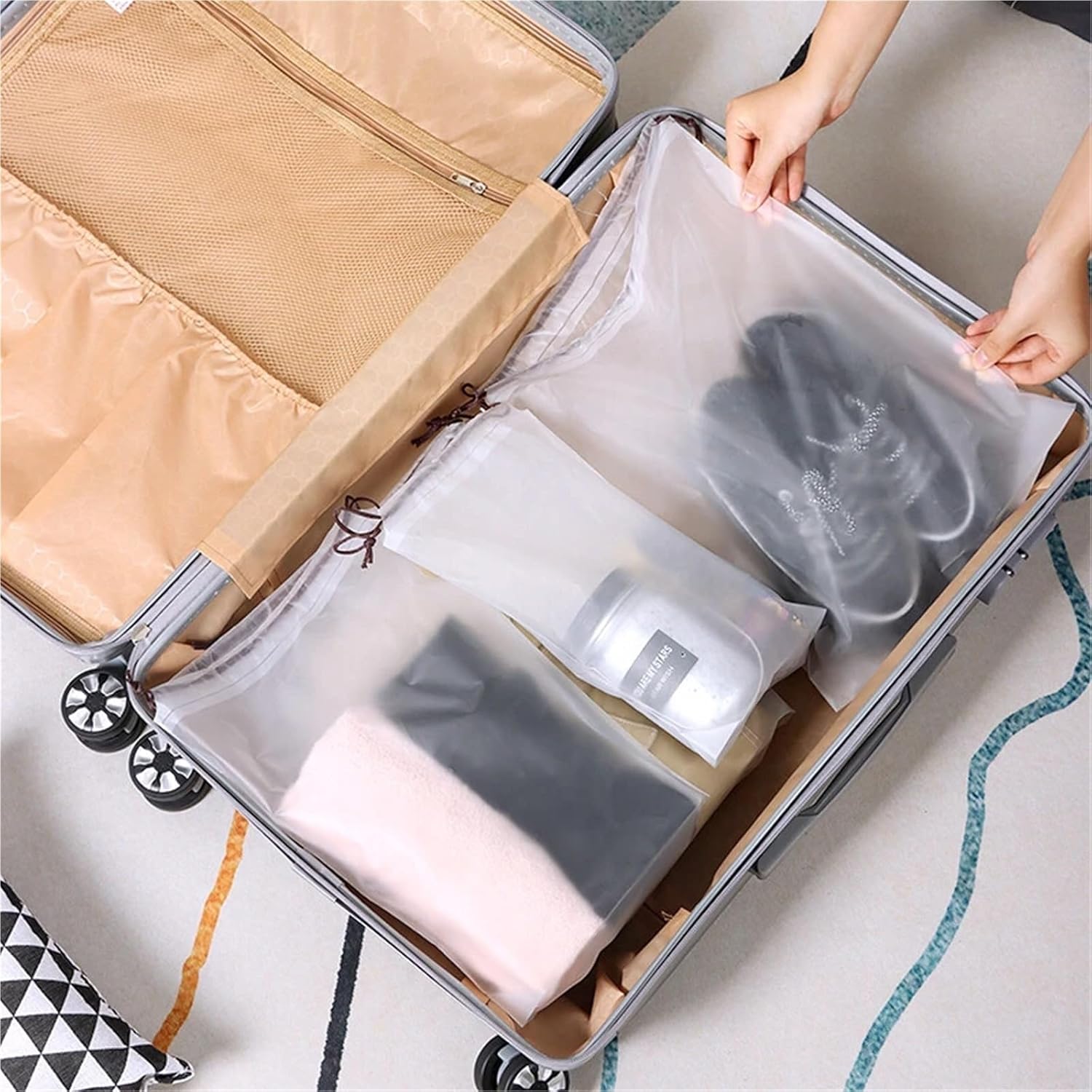 Shoe Bag 50PCS Waterproof Frosted Drawstring Bag for Shoes Travel Cosmetic Sundries Storage(30x40cm 50pcs)