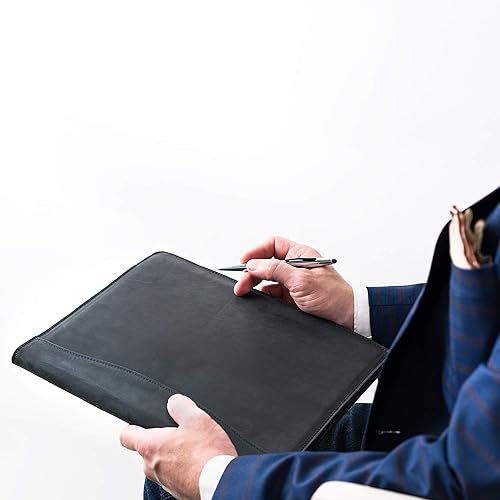 Miniatura 7 de PEGAI Padfolio de cuero 100% hecho a mano, organizador de bloc de notas jurídicas para negocios, escuela, oficina, conferencias, resistente, piel de