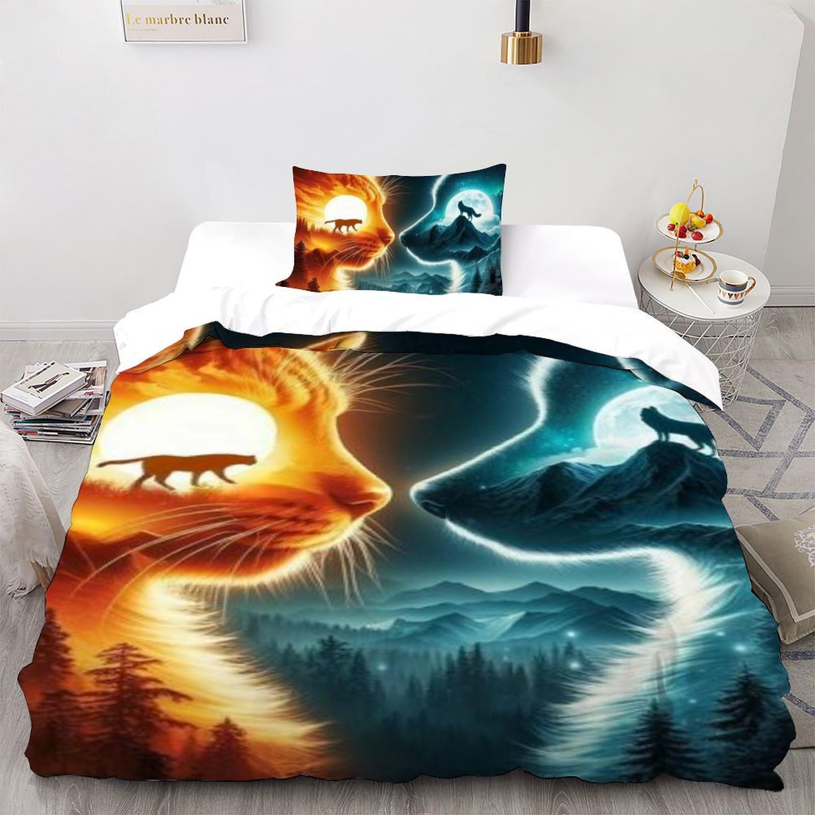 Housse de couette microfibre 135x200cm imprimé 3D animaux résistant
