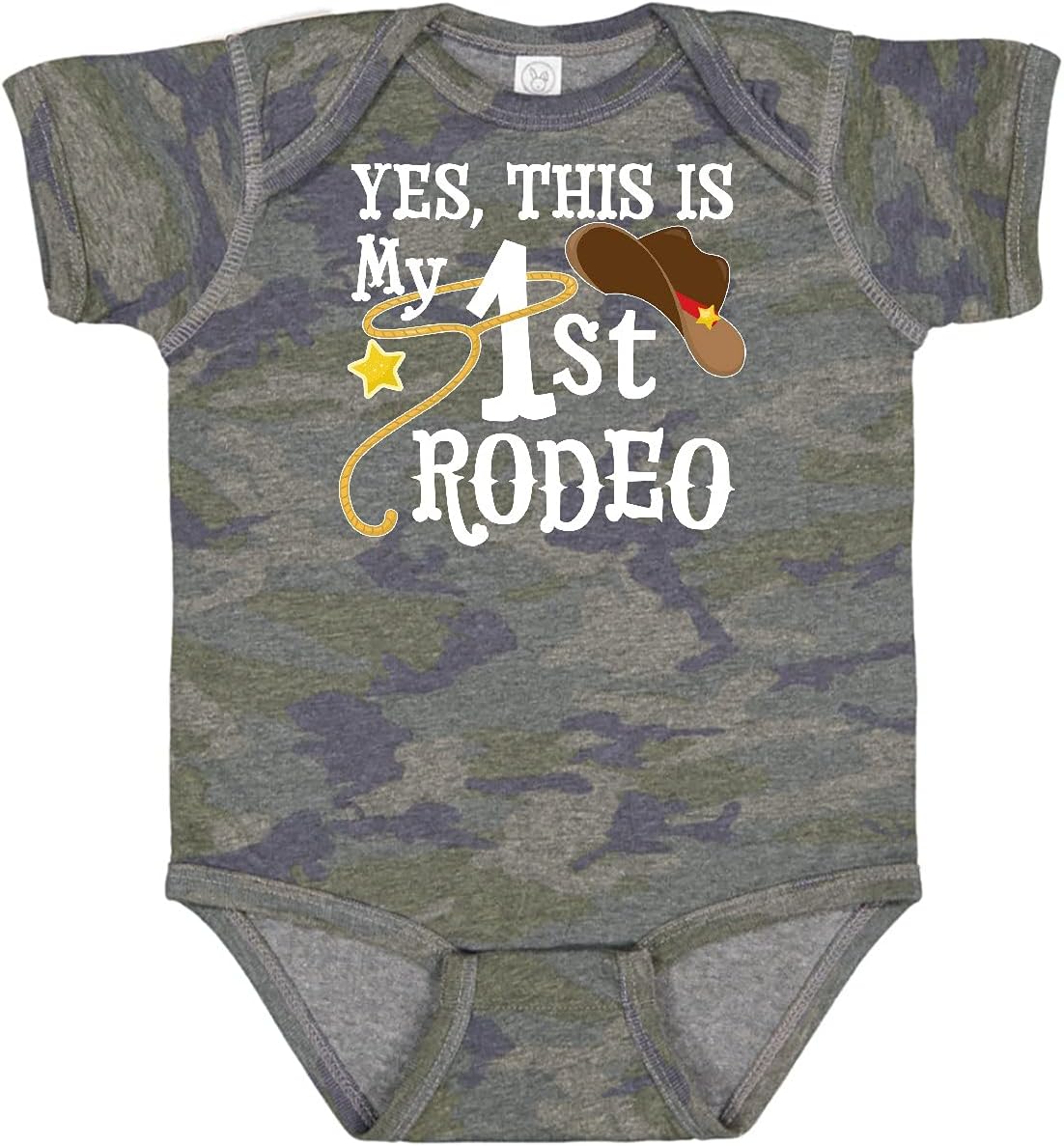 inktastic Yes, This Is My 1st Rodeo- Cowboy Hat with Red Band, Baby Bodysuit