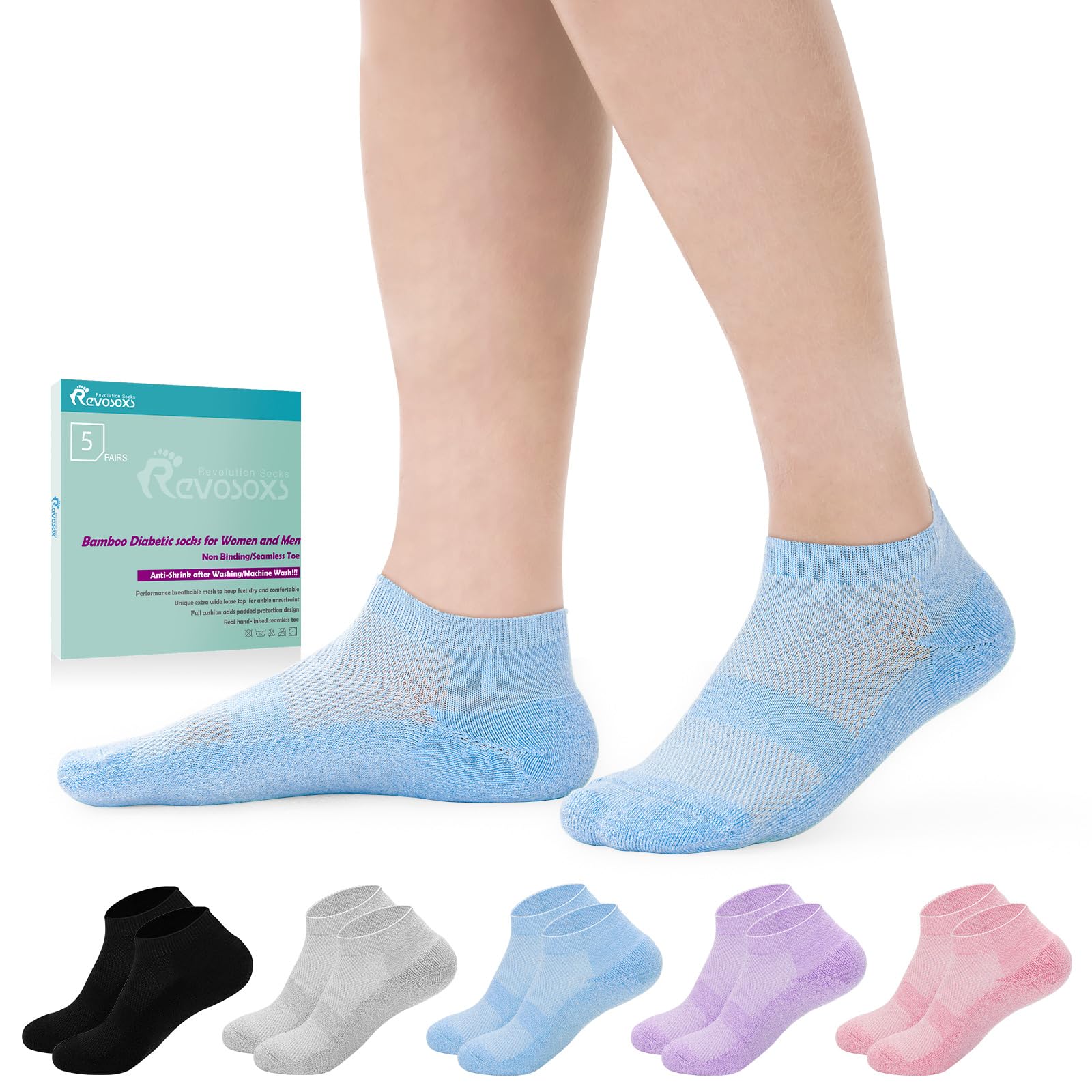 Revosoxs Low Cut Diabetic Bamboo Socks