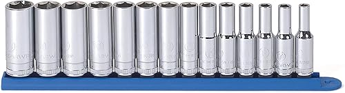 GEARWRENCH 14 Piece 3/8" Drive 6 Pt. Deep Socket Set, Metric - 80554