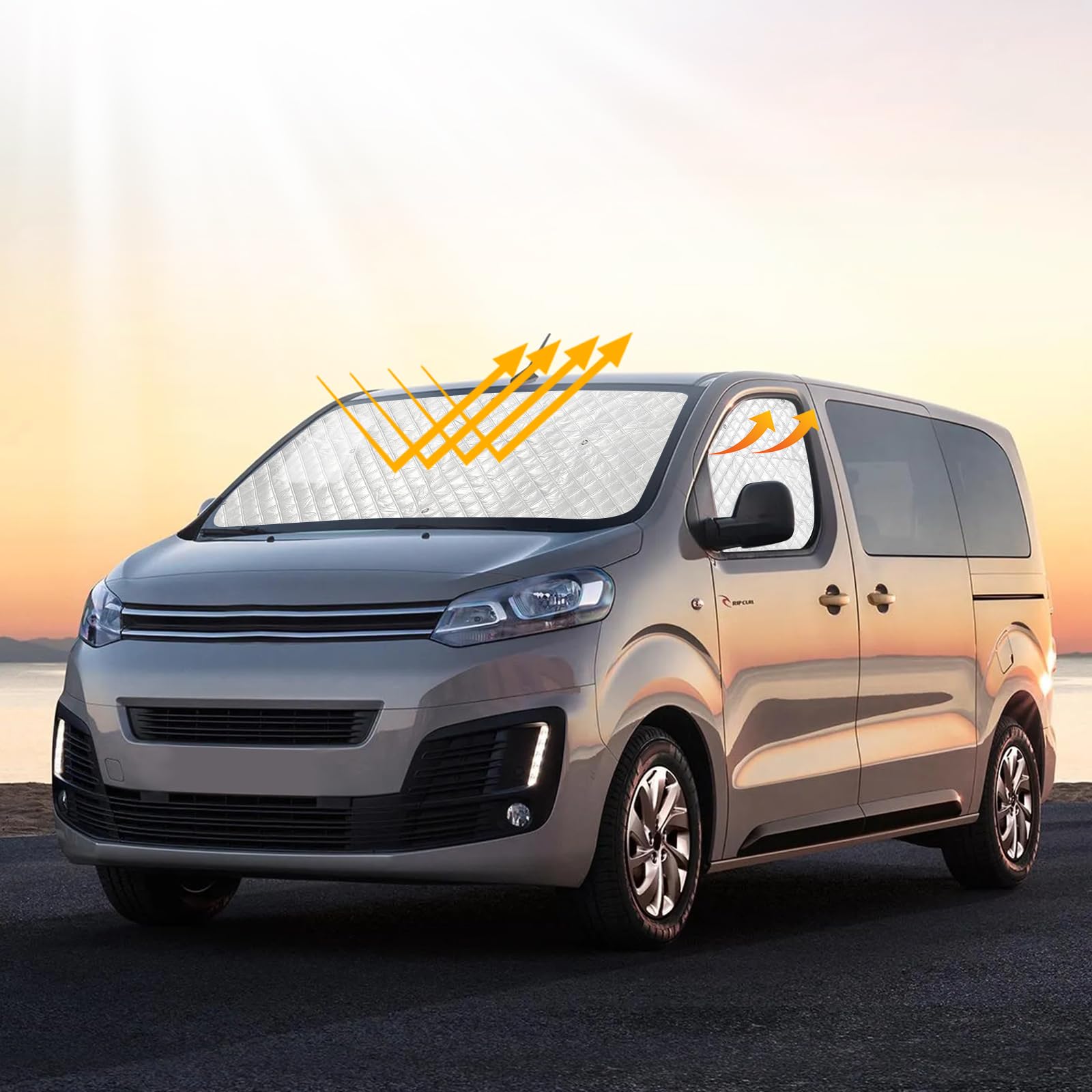 Oscurante Termico Interno per Citroen Jumpy Opel Vivaro Fiat Scudo 2016-2025, 3 PCS Parasole per Parabrezza Interno ai Raggi UV per la Privacy e il Controllo della Temperatura