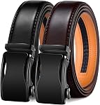 KEMISANT Mens Ratchet Belt 2 Units,Sliding Belt For Gift Mens Dress Casual 1 3/8",Size Adjustable