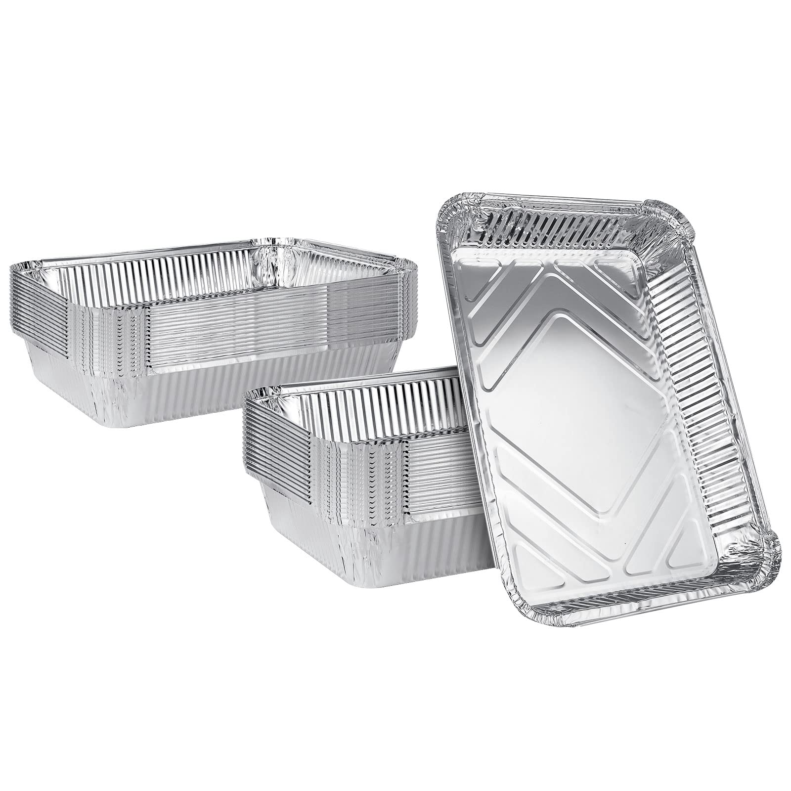 JMIATRY 30 Pcs Large Disposable Aluminium Foil Trays, 31.5x20.5x5cm Tin Foils Tray, Catering Trays Foil Food Containers for Baking, Roasting, BBQ and Cooking